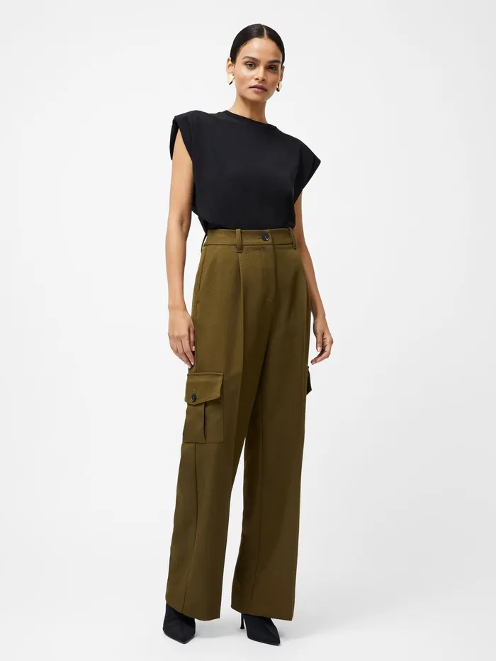 French Connection Florence Twill Combat Trousers Khaki Woman Trousers