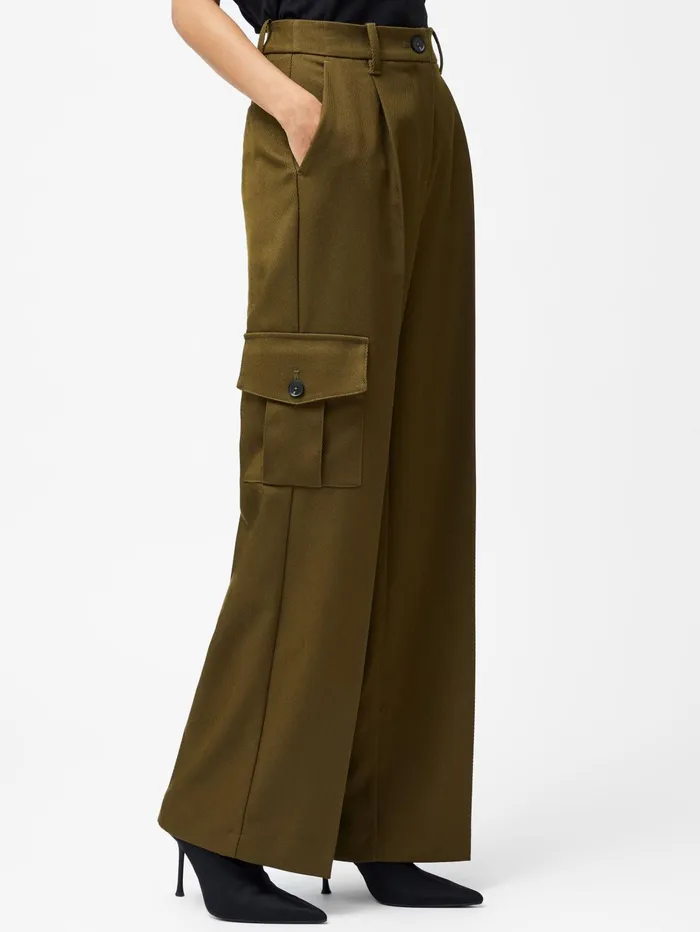French Connection Florence Twill Combat Trousers Khaki Woman Trousers