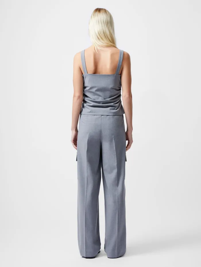 French Connection Franklin Ruched Strappy Buckle Top Grey Woman Tops