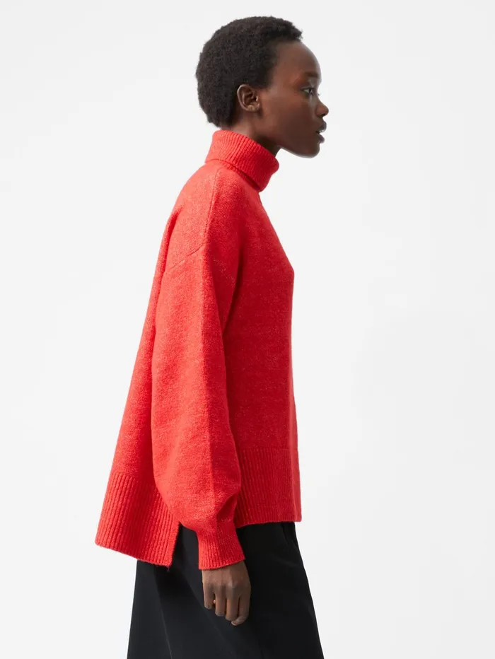 French Connection Funnel Neck Stepped Hem Jumper Red Woman Jumpers and Cardigans French Connection Funnel Neck Stepped Hem Jumper Red Woman Jumpers and Cardigans