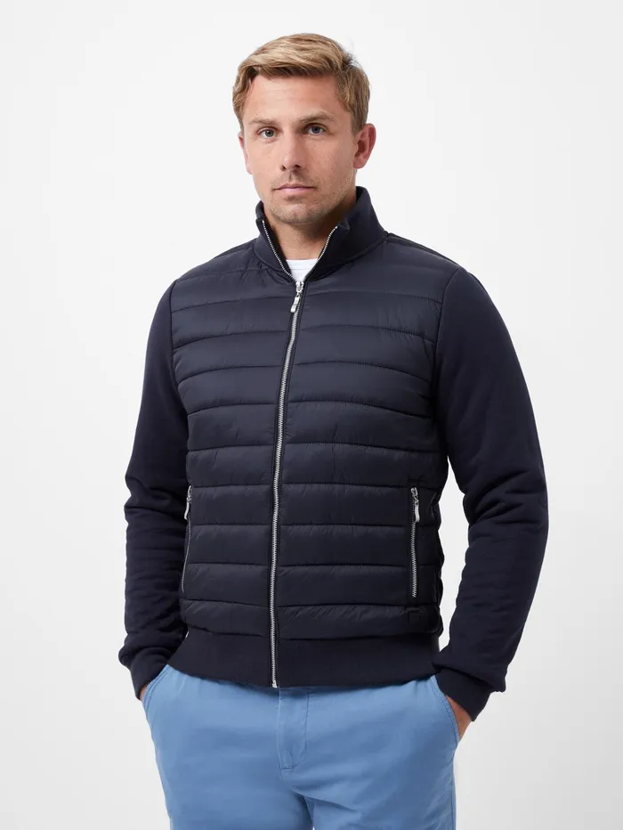 French Connection Hybrid Bomber Jacket Navy Man Coats and Jackets