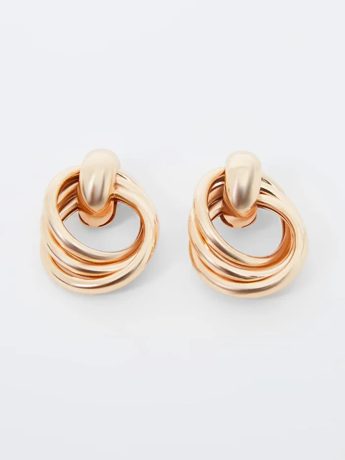 French Connection Interlocking Metal Knot Earrings Gold Woman Jewellery