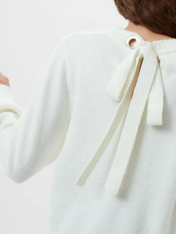 French Connection Kezia Recycled Back Eyelet Jumper Classic Cream Woman Jumpers and Cardigans