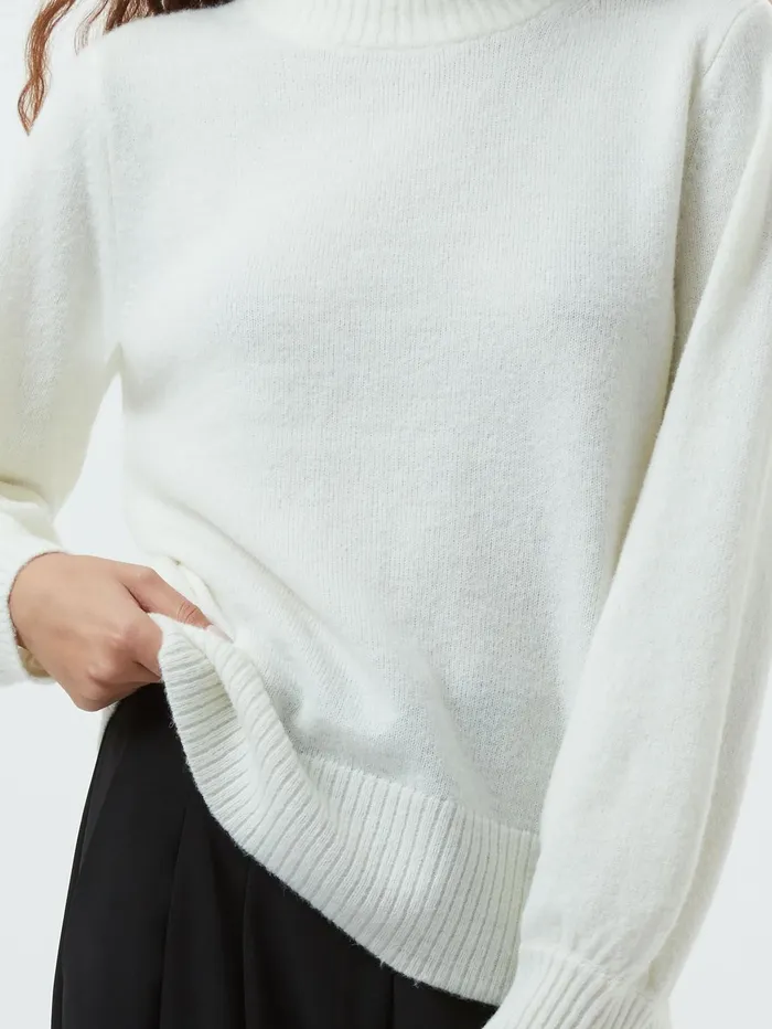 French Connection Kezia Recycled Back Eyelet Jumper Classic Cream Woman Jumpers and Cardigans