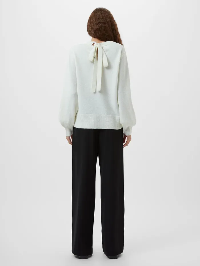 French Connection Kezia Recycled Back Eyelet Jumper Classic Cream Woman Jumpers and Cardigans