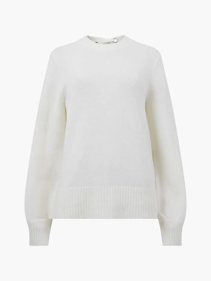 French Connection Kezia Recycled Back Eyelet Jumper Classic Cream Woman Jumpers and Cardigans