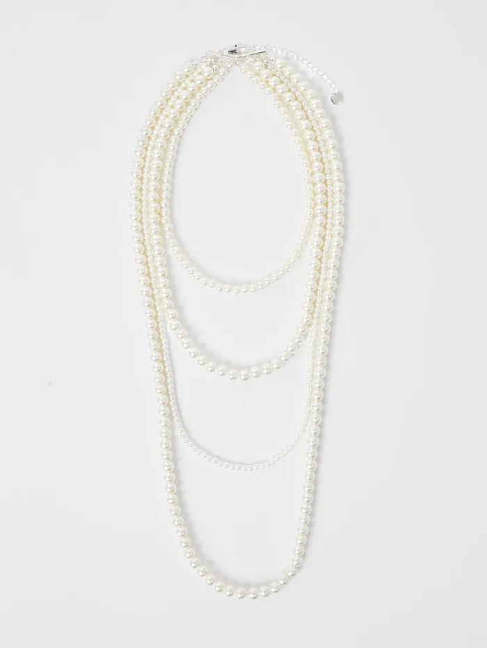 French Connection Layered Faux Pearl Necklace White Woman Jewellery