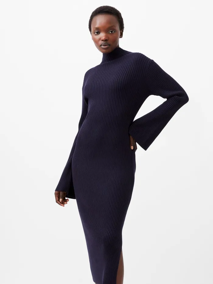 French Connection Lolly Mari Flare Sleeve Knit Dress Marine Woman Jumpers and Cardigans French Connection Lolly Mari Flare Sleeve Knit Dress Marine Woman Jumpers and Cardigans
