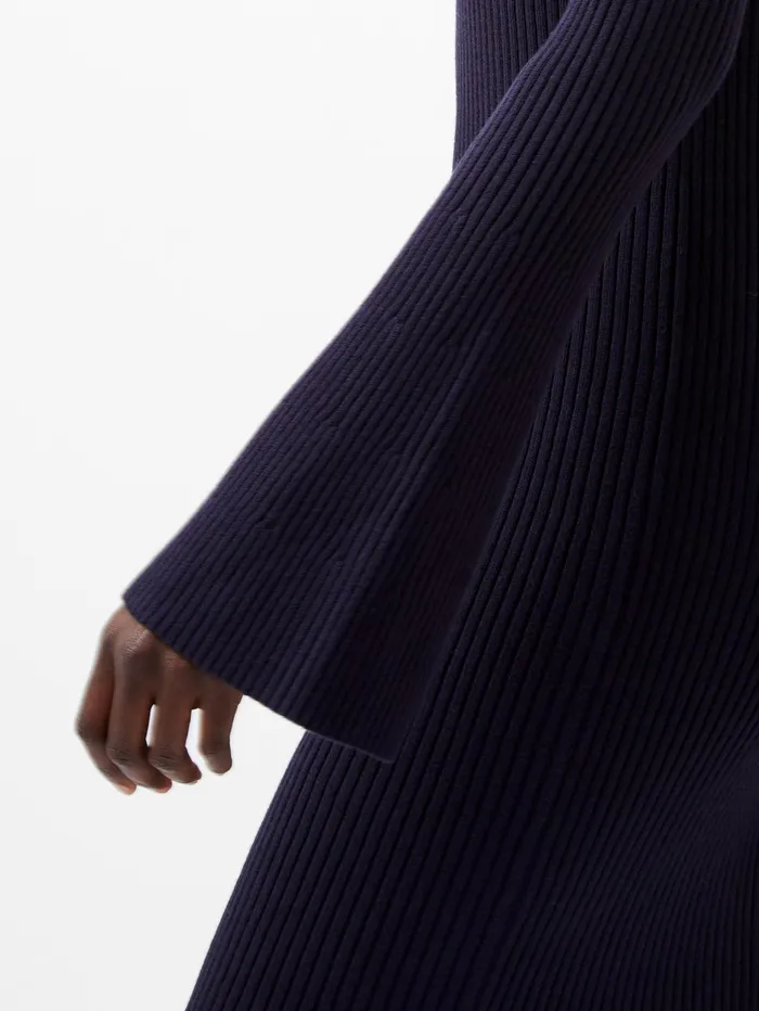 French Connection Lolly Mari Flare Sleeve Knit Dress Marine Woman Jumpers and Cardigans