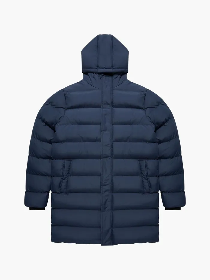 French Connection Long Hooded Parka Jacket Marine Man Coats and Jackets