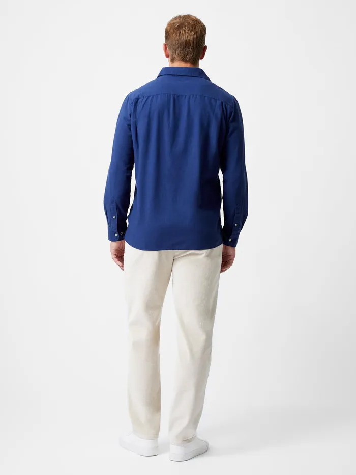 French Connection Long Sleeve Linen Blend Shirt Navy Man Shirts