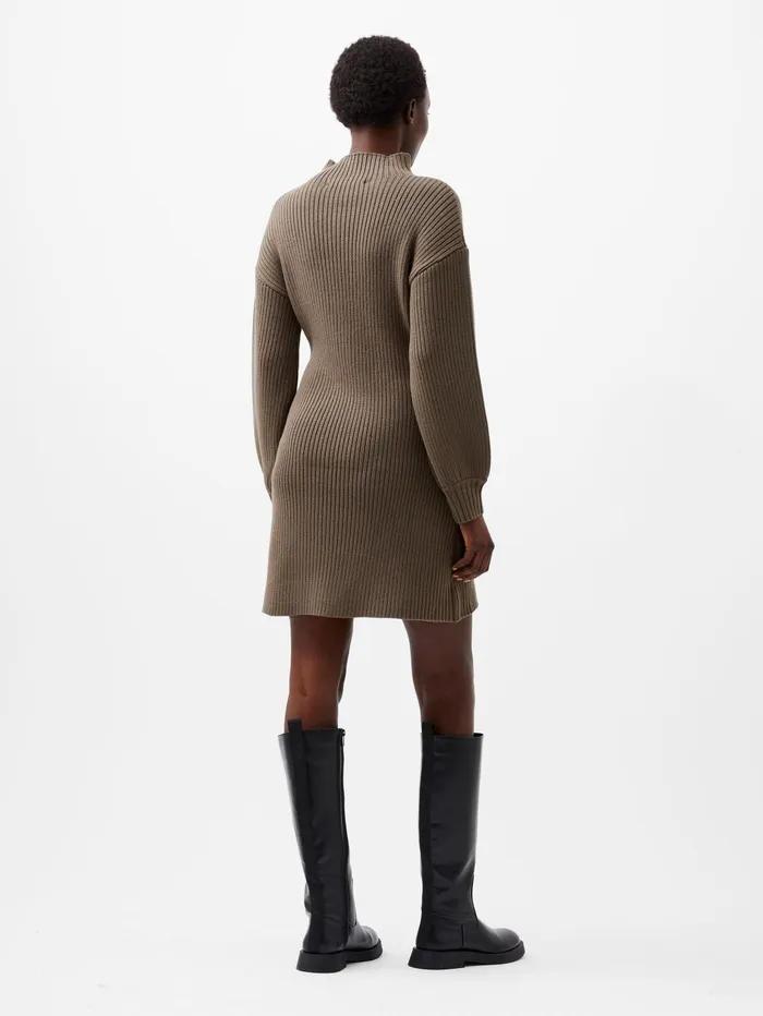 French Connection Myla Babysoft Mini Dress 8211 Tarmac Khaki Woman Jumpers and Cardigans