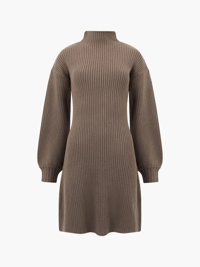 French Connection Myla Babysoft Mini Dress 8211 Tarmac Khaki Woman Jumpers and Cardigans
