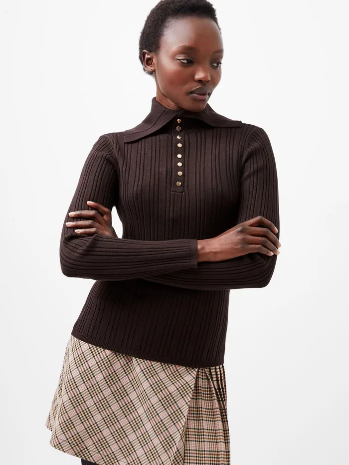 French Connection Nia Mari Long Sleeve Top Chocolate Ganache Woman Jumpers and Cardigans French Connection Nia Mari Long Sleeve Top Chocolate Ganache Woman Jumpers and Cardigans