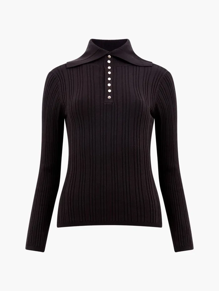 French Connection Nia Mari Long Sleeve Top Chocolate Ganache Woman Jumpers and Cardigans