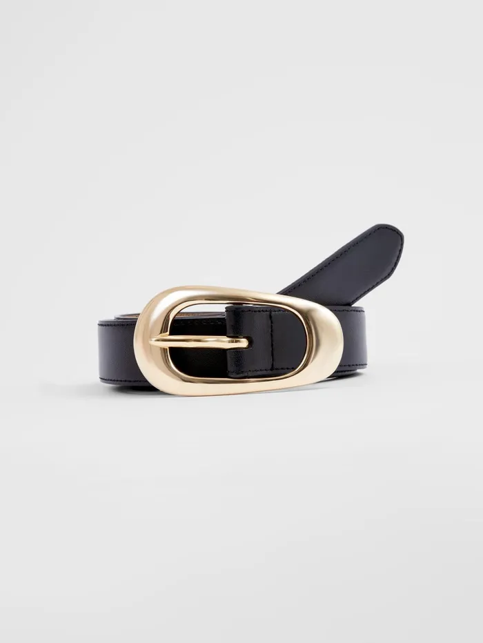 French Connection Oyster Buckle Belt Black Woman Belts