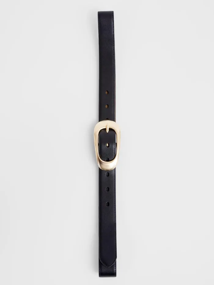 French Connection Oyster Buckle Belt Black Woman Belts