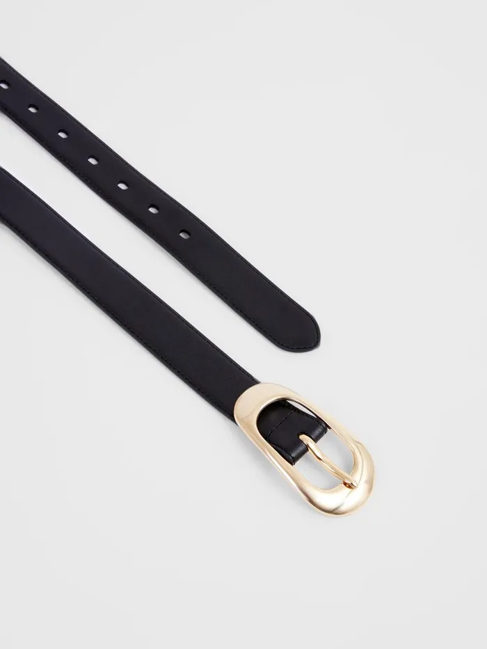 French Connection Oyster Buckle Belt Black Woman Belts