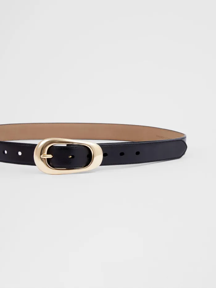 French Connection Oyster Buckle Belt Black Woman Belts