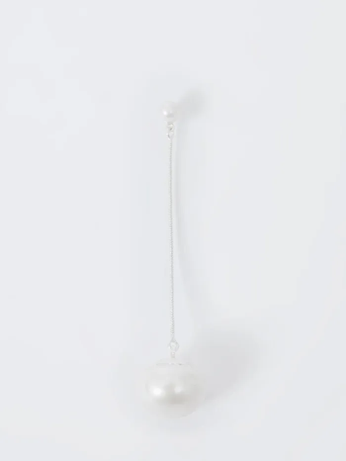 French Connection Pearl Dangle Drop Earrings Silver Woman Jewellery