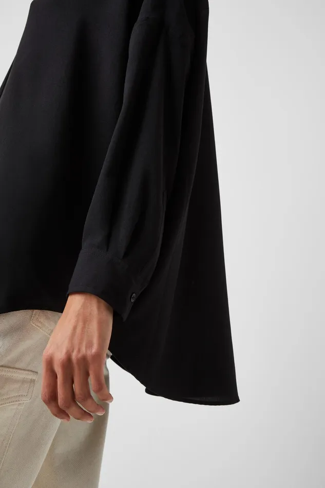 French Connection Rhodes Recycled Crepe Popover Shirt 8211 Black Woman Tops