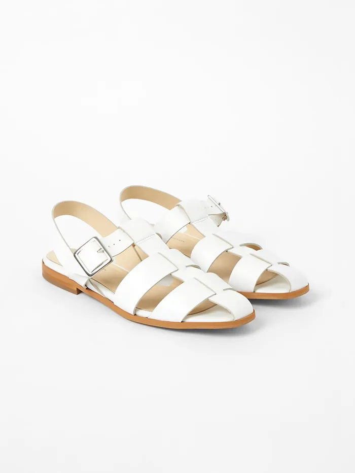 French Connection SW X Luisa Fisherman Caged Sandals White Woman Shoes