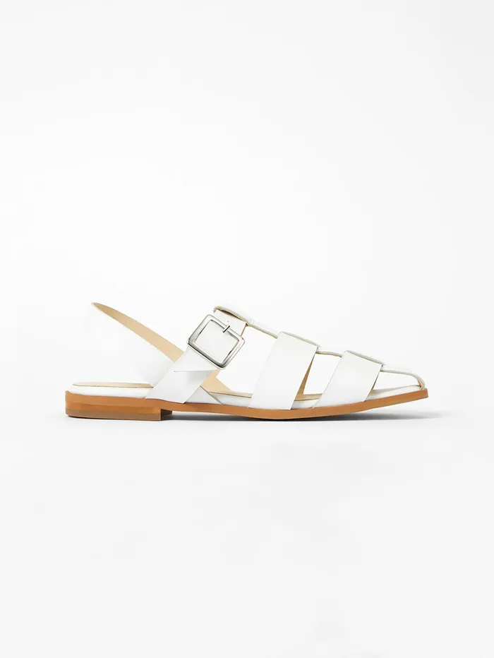 French Connection SW X Luisa Fisherman Caged Sandals White Woman Shoes