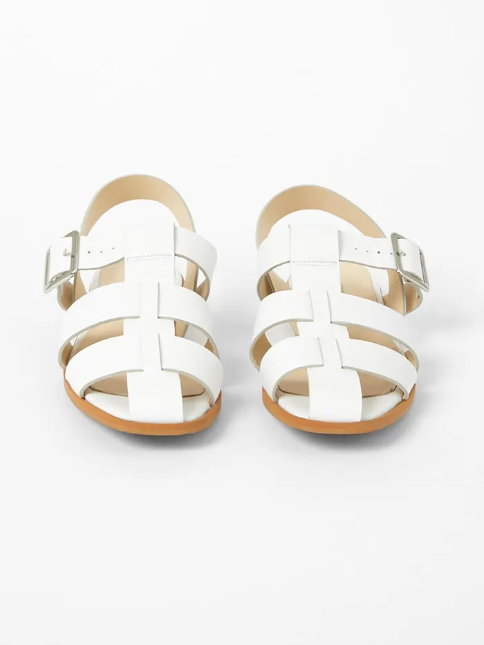 French Connection SW X Luisa Fisherman Caged Sandals White Woman Shoes