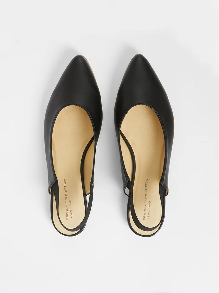 French Connection SW X Meriola Pointed Toe Slingback Ballerina Pumps Black Woman Shoes