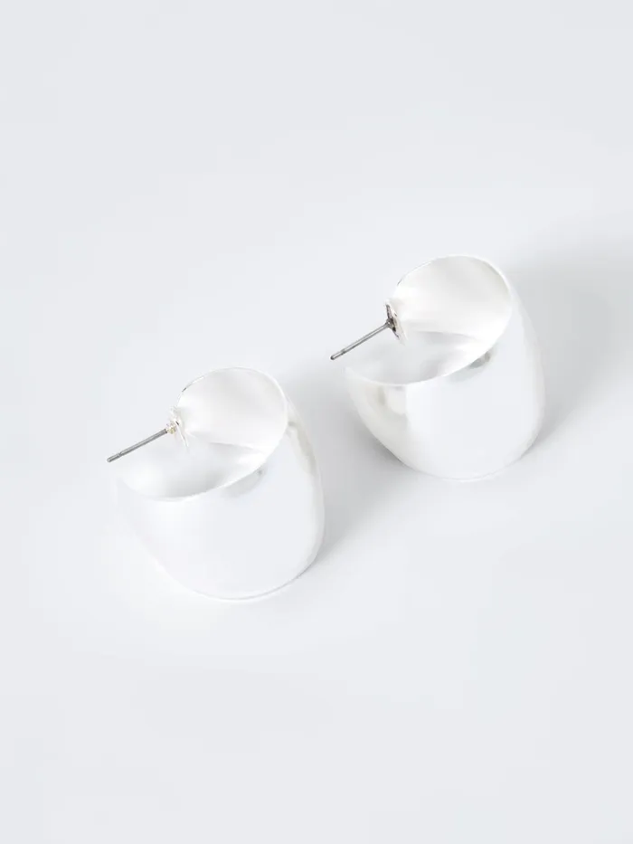 French Connection Small Chunky Hoop Earrings Silver Woman Jewellery