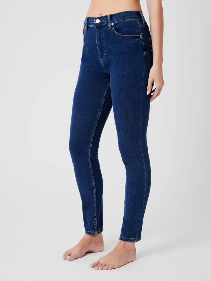 French Connection Soft Stretch Denim High Rise Skinny Jeans 30 Inch Mid Wash Woman Trousers