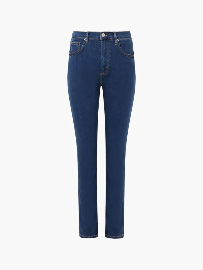 French Connection Soft Stretch Denim High Rise Skinny Jeans 30 Inch Mid Wash Woman Trousers