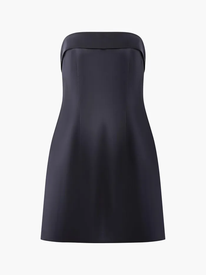 French Connection Structured Satin Bandeau Mini Dress Black Woman Dresses