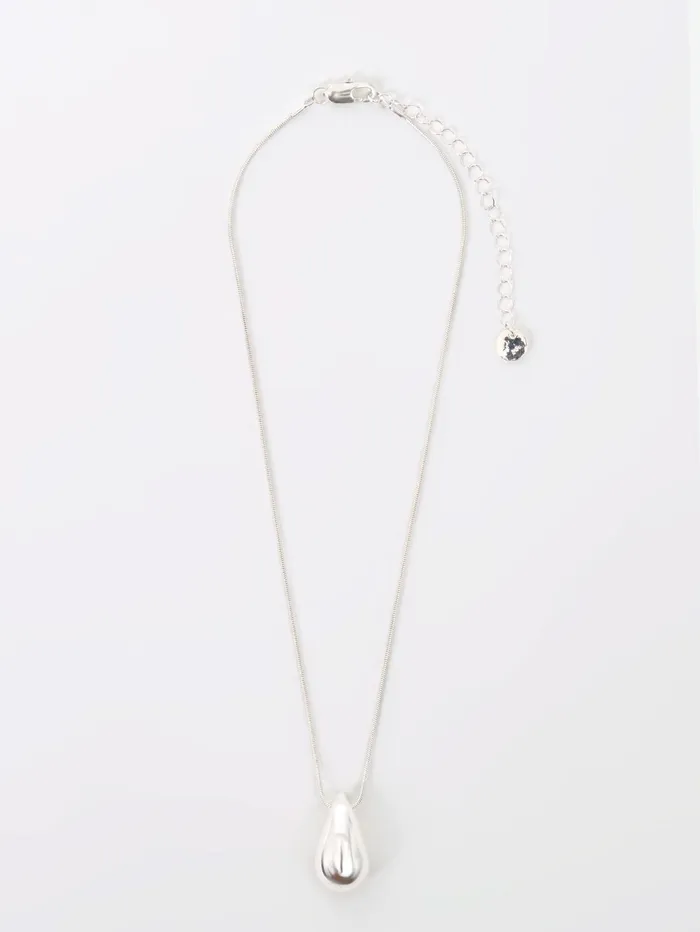 French Connection Tear Drop Pendant Necklace Silver Woman Jewellery