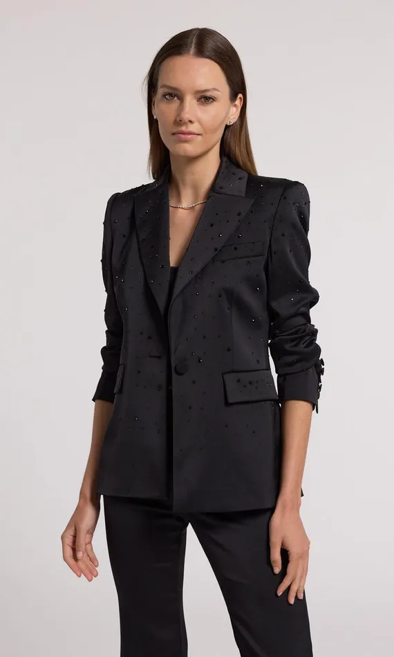 Generation Love Clothing Aimee Crystal Satin Blazer Blackblack Women Blazers and Jackets Generation Love Clothing Aimee Crystal Satin Blazer Blackblack Women Blazers and Jackets