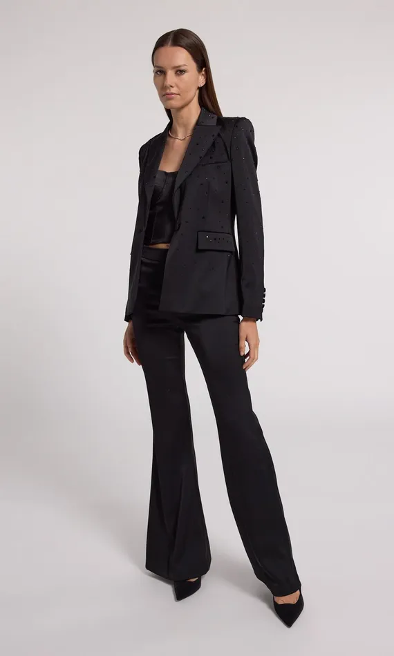 Generation Love Clothing Aimee Crystal Satin Blazer Blackblack Women Blazers and Jackets