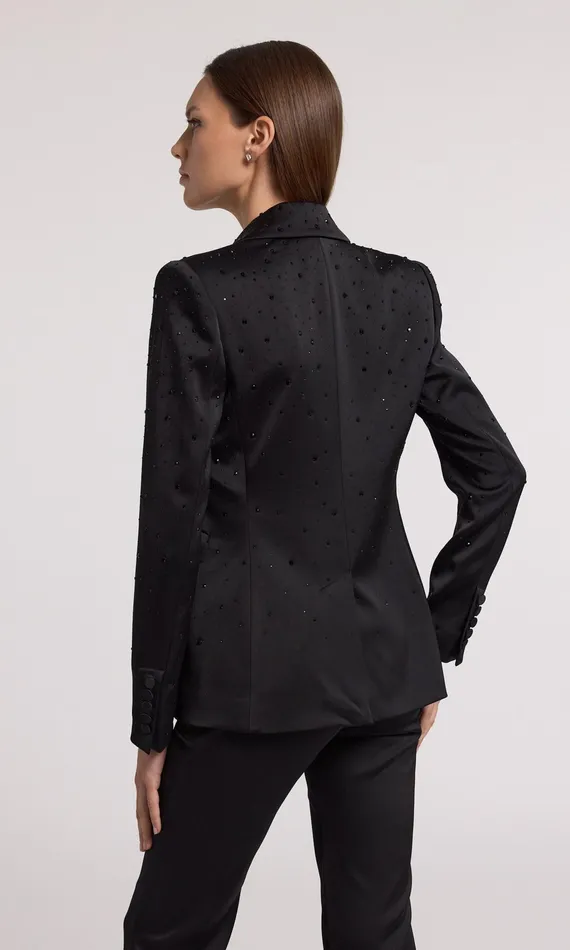 Generation Love Clothing Aimee Crystal Satin Blazer Blackblack Women Blazers and Jackets