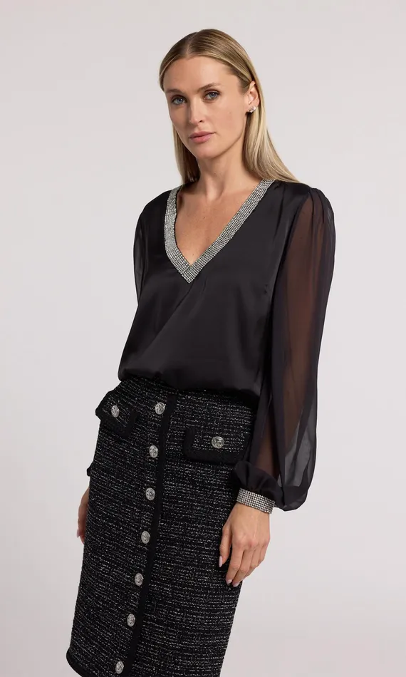 Generation Love Clothing Carina Crystal Blouse Blackclear Women Tops
