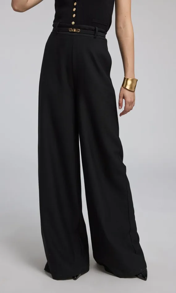 Generation Love Clothing Johanna Suiting TurnLock Belted Pants Black Women Pants