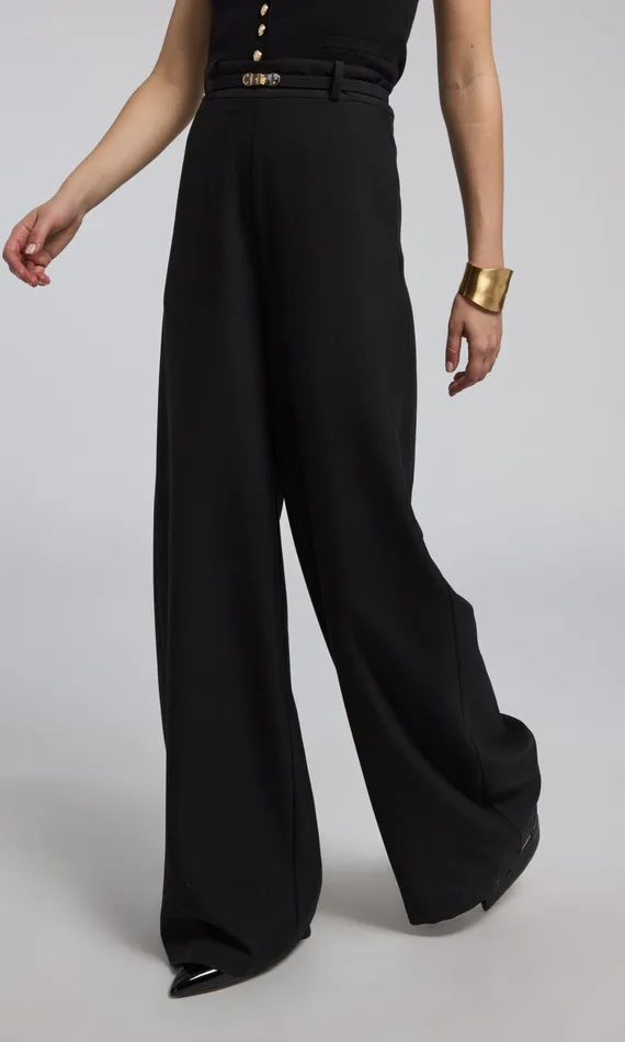 Generation Love Clothing Johanna Suiting TurnLock Belted Pants Black Women Pants