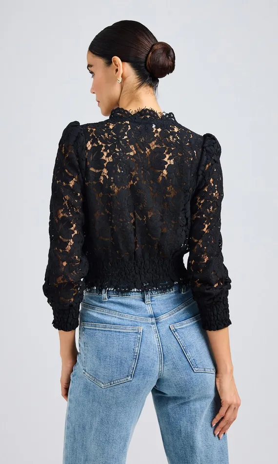 Generation Love Clothing Kairi Lace Wrap Blouse Black Women Tops