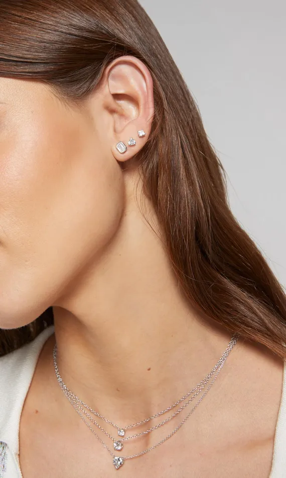 Generation Love Clothing Le Premier Amour Heart Cut Single Stud 24 Carat White Gold Women Fine Jewelry Generation Love Clothing Le Premier Amour Heart Cut Single Stud 24 Carat White Gold Women Fine Jewelry