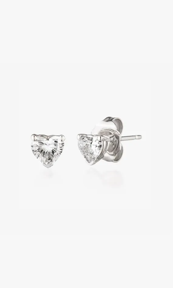 Generation Love Clothing Le Premier Amour Heart Cut Single Stud 24 Carat White Gold Women Fine Jewelry