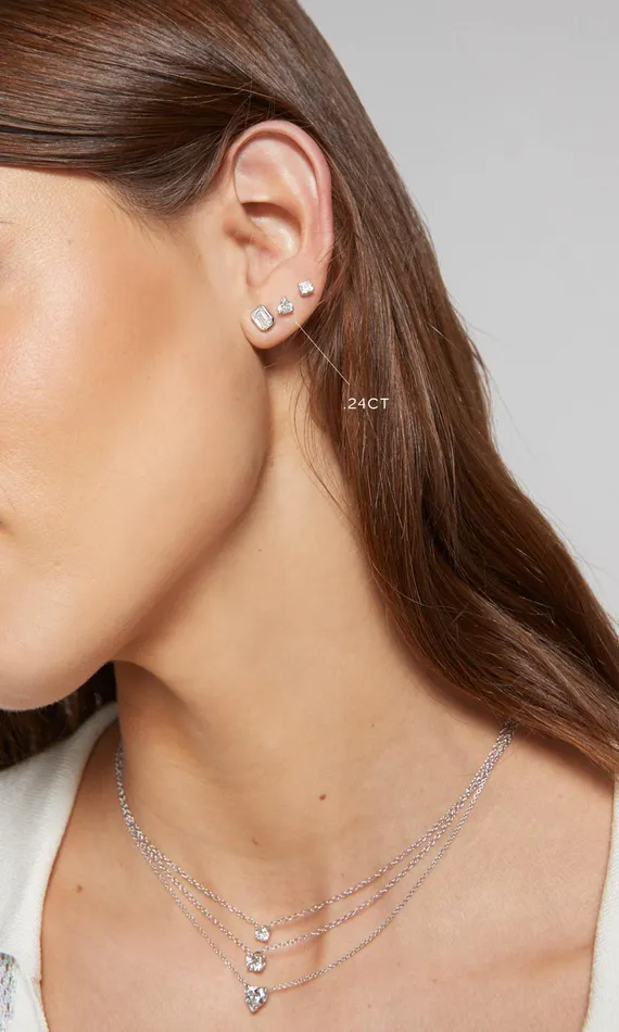 Generation Love Clothing Le Premier Amour Heart Cut Single Stud 24 Carat White Gold Women Fine Jewelry