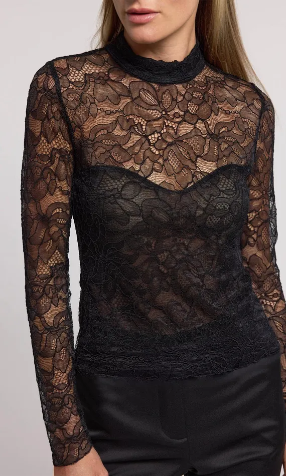 Generation Love Clothing Marielle Lace Top Black Women Tops