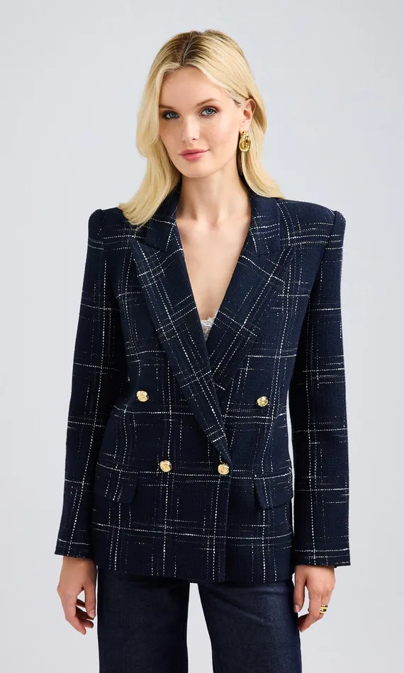Generation Love Clothing Maverick Windowpane Tweed Blazer Navywhite Women Blazers and Jackets Generation Love Clothing Maverick Windowpane Tweed Blazer Navywhite Women Blazers and Jackets