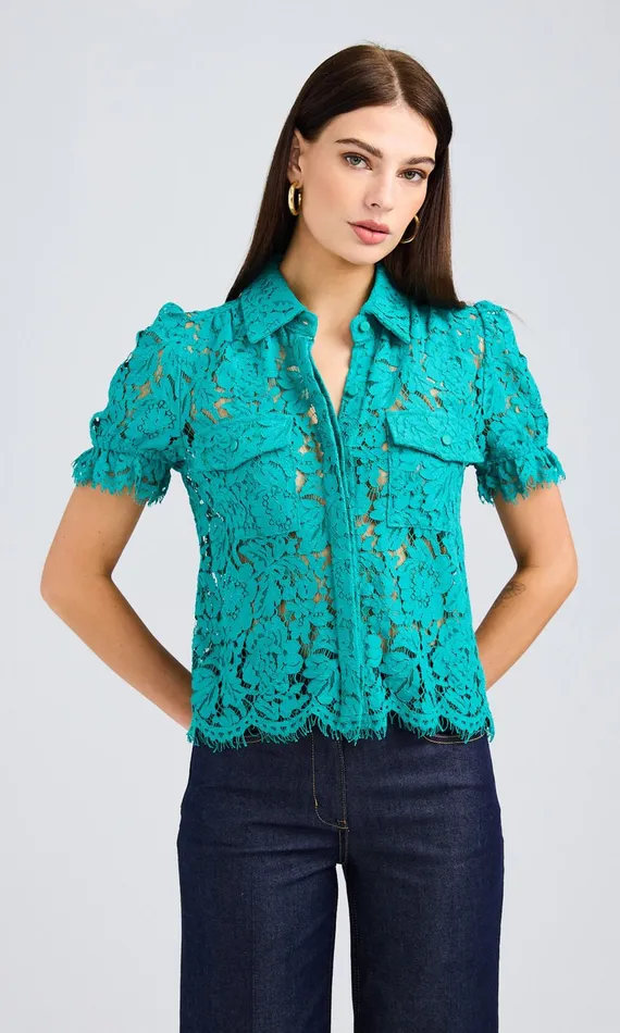 Generation Love Clothing Mina Lace Shirt Topaz Women Tops