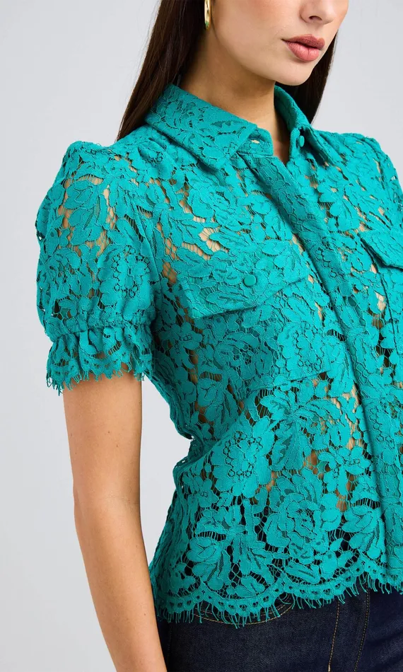 Generation Love Clothing Mina Lace Shirt Topaz Women Tops