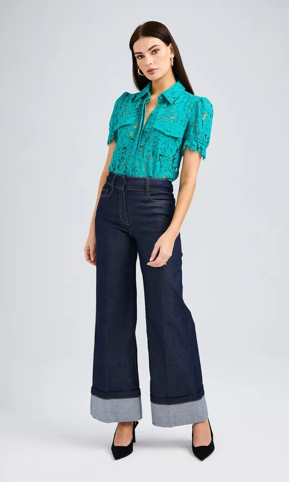 Generation Love Clothing Mina Lace Shirt Topaz Women Tops