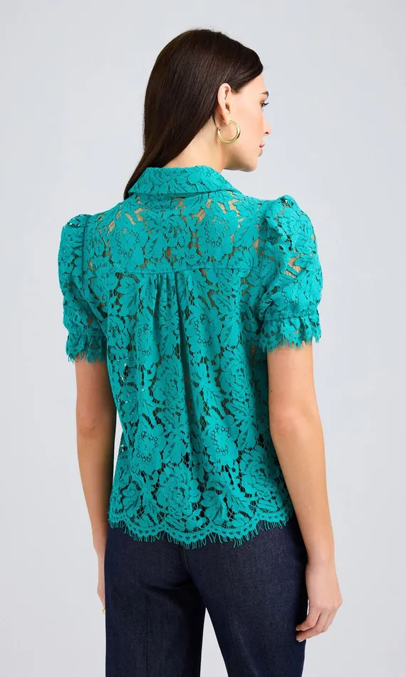 Generation Love Clothing Mina Lace Shirt Topaz Women Tops